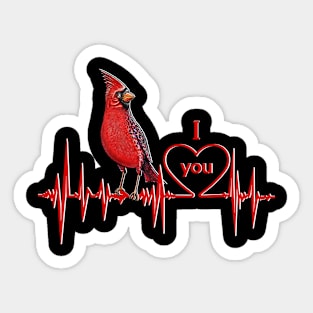 Red Cardinal bird heartbeat I love you Sticker